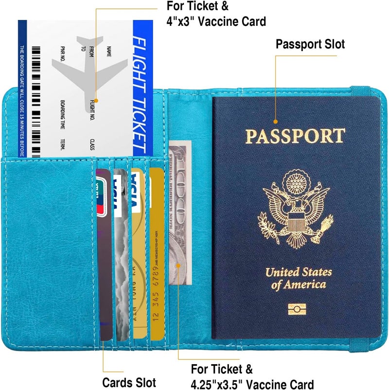 FACATH Premium Passport Holder for Travel, RFID Blocking Passport Cover Slim, Durable & Travel-Friendly, Passport Wallet Keep Your Documents Safe & Organized (Sky Blue) - Image 3